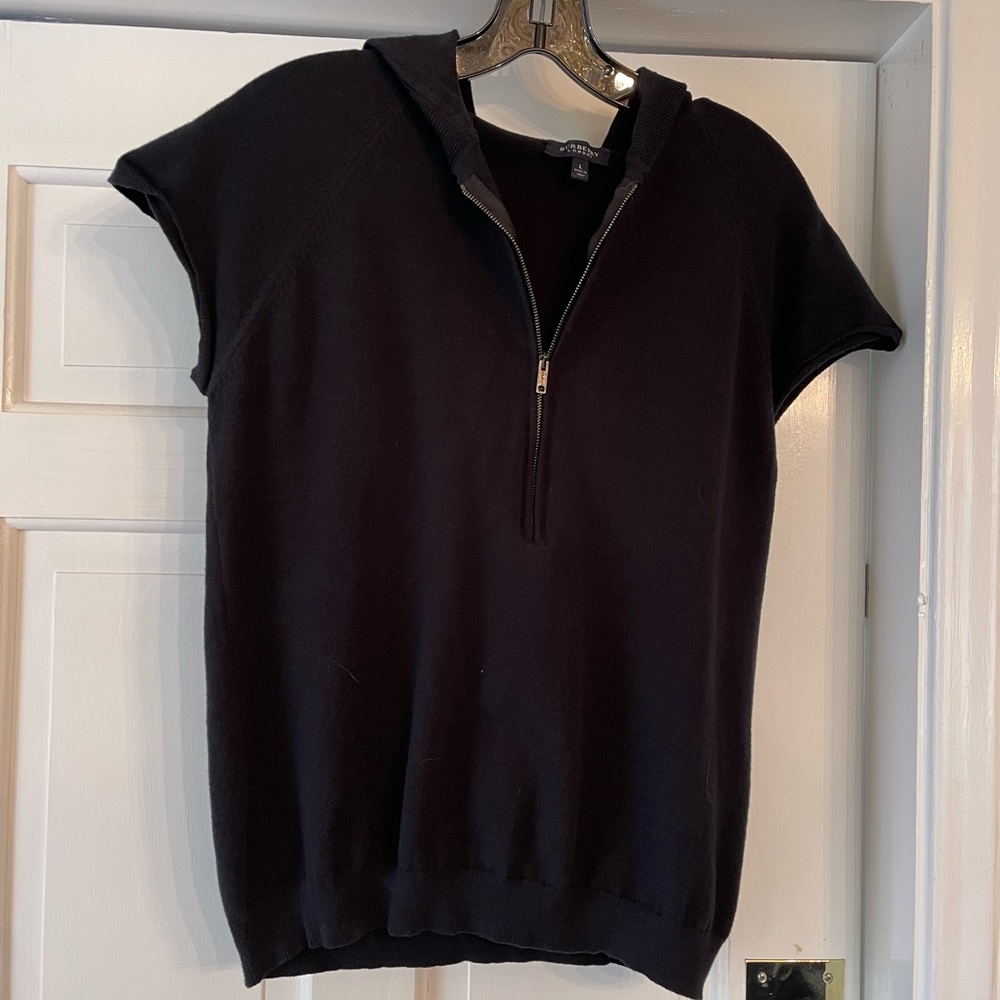 Burberry Black Short Sleeve Hooded Sweater - L